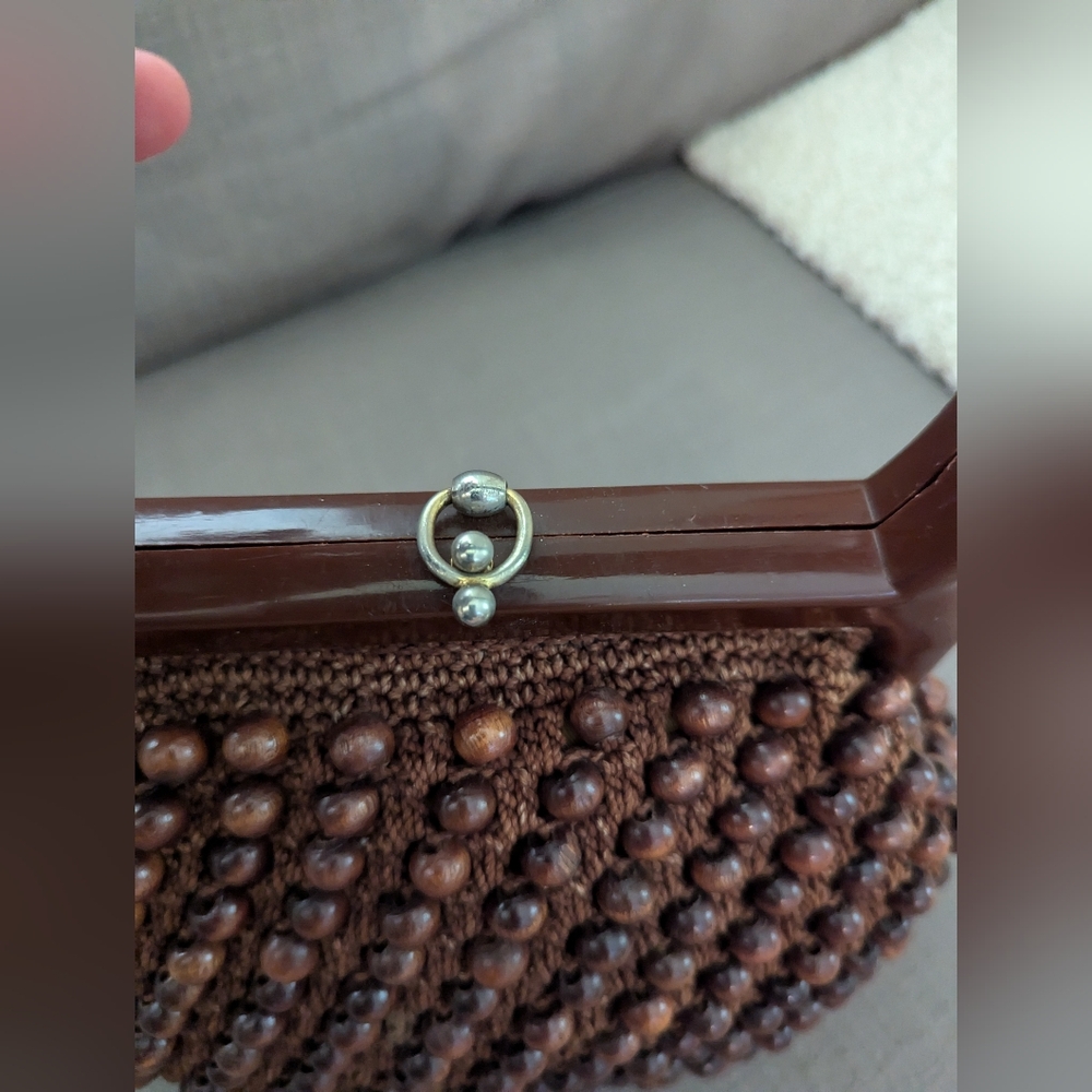 VINTAGE Wooden Beaded Clutch - Picture 3 of 8